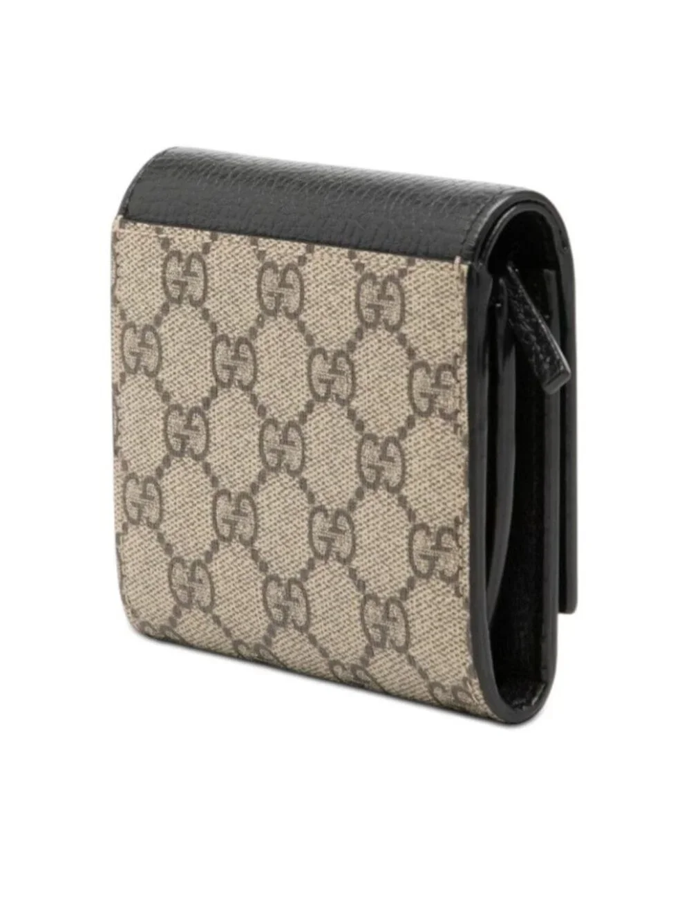 ★SOLD★ Gucci GG Supreme Marmont Logo L-shaped Zipper Bifold Wallet Beige Black - Picture 2 of 5